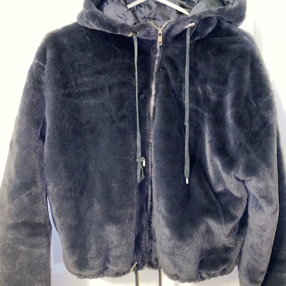 Faux Fur Hooded Bomber Jacket - Picture 5 of 8